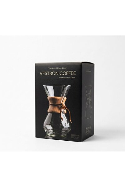 VESTRON Chemex Borosilikat Cam Kahve Demleme Sürahisi Ahşap Tutacaklı Filtre ...