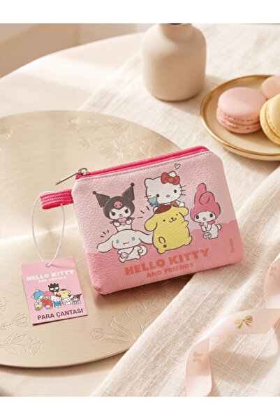 GiFi Kuromi & Hello Kitty Lisanslı Deri Para Çantası Cüzdan 10,5x8,5 cm