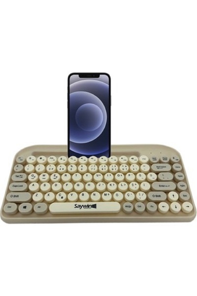 SAYWİN Bluetooth Klavye Renkli Retro Kablosuz Klavye Daktilo Görünümlü