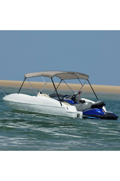 vidaxl Parasolar barcă Bimini cu 3 arcuri, gri, 183x196x137 cm