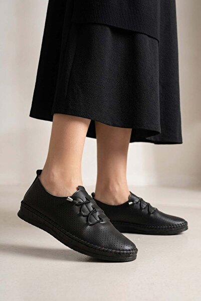 Ayakkabı Fuarı Elit Msl052 Women's Genuine Leather Casual Shoes Black