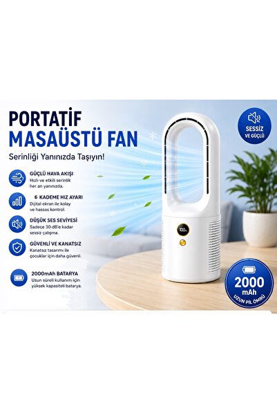 Tastech BMFN15 Kanatsız Vantilatör Hava Soğutucu Fan Şarjlı Masaüstü Mini Kli...