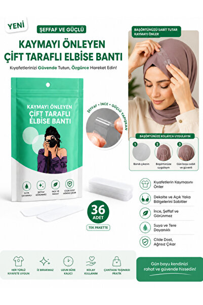 lawrenceshop 3 Paket (108 Adet) Şeffaf Çift Taraflı Elbise Bandı Başörtü Şal ...
