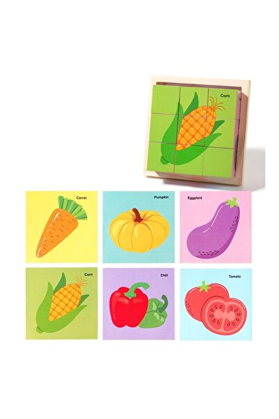 Crocodileskids Дървен пъзел, Лески, 9 кубчета, 6 страни, За деца 4-6 години, ...