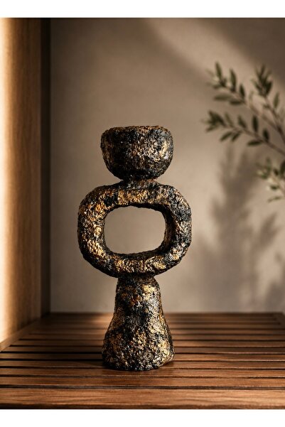 Mauna El Yapımı Paper Mache Mumluk Dekoratif Obje – Modern Wabi Sabi Ev Dekoru