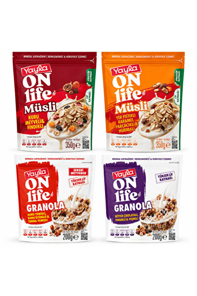Yayla ON Life Müsli & Granola Karışık Paket 4’lü Set – Yüksek Lif ve Protein ...