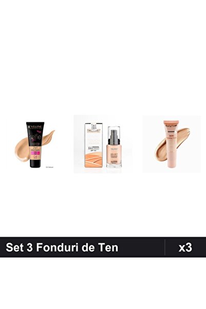 Eveline Set 3 Fonduri de Ten Cosmetics TLM Ruby Rose, Nuante 04 106, Machiaj