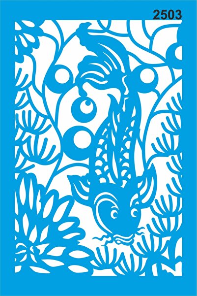 StencilSepeti Cat Fish Stencil Painting Template