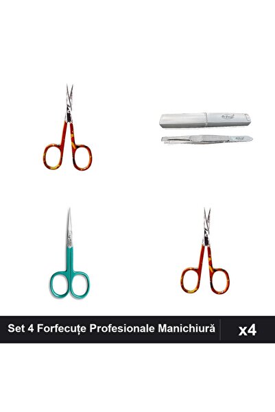 One Group Set 4 Forfecuțe și Pense Profesionale Manichiură, Clești Unghii Tur...