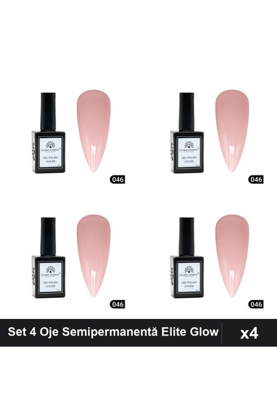global fashion Set 4 Oje Semipermanentă Elite Glow 15ml, Gel Polish UV/LED
