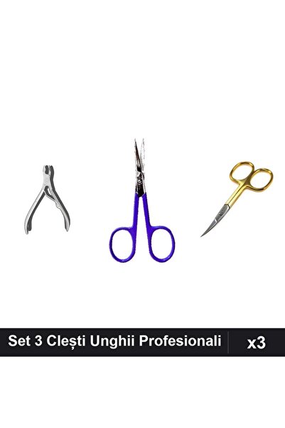 One Group Set 3 Clești Unghii Profesionali, Pedichiură și Cuticule, Gold