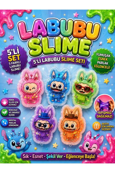 ümit toys Sti Slime Kristal 5’li Set – Parlak Şeffaf Yumuşak Esnek Slime Oyuncak