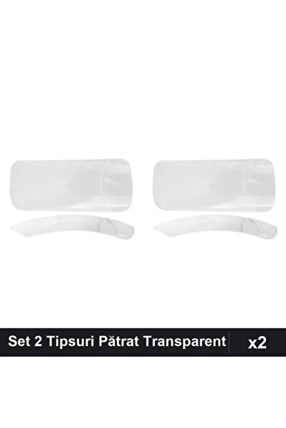 NAİLS Set 2 Tipsuri Unghii Pătrat Transparent 100 Buc, Manichiură Profesională