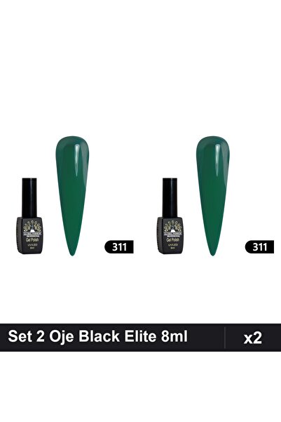 global fashion Set 2 Oje Semipermanente Black Elite 8ml, Nuanță 311, Manichiu...
