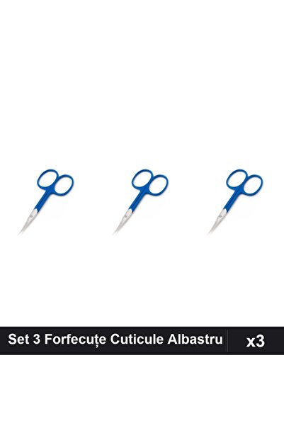 One Group Set 3 Forfecuțe Profesionale Cuticule Albastru, Manichiura