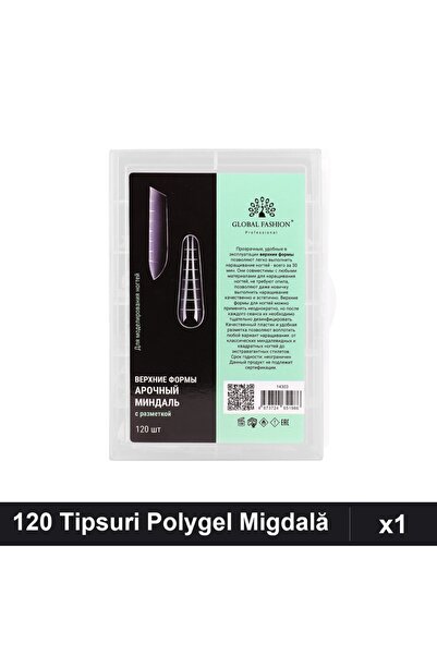 global fashion Set 120 Tipsuri Reutilizabile Polygel, Forma Migdală Arcuită, ...