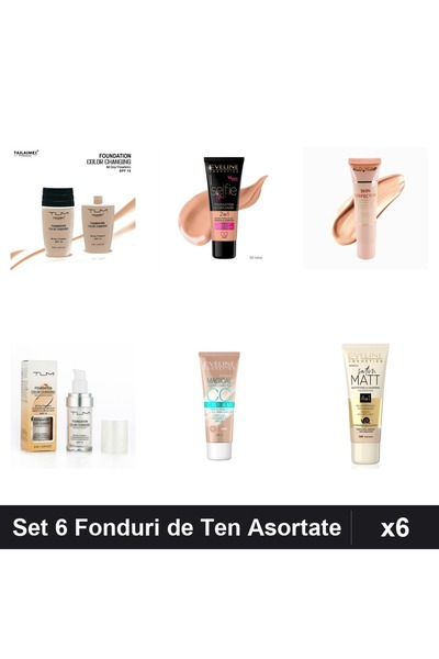 Eveline Set 6 Fonduri de Ten, Nuante Ivory Beige , SPF15, Makeup 30ml