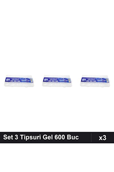 global fashion Set 3 Tipsuri Gel 600 Buc Forma Patrat Mediu, Manichiura Profe...