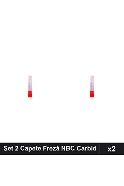 NAİLS Set 2 Capete Freză Unghii NBC Carbid Flacără Scurtă Roșu, Duritate Medie