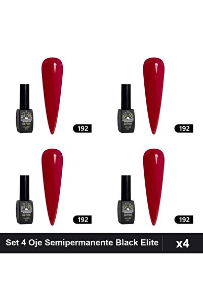 global fashion Set 4 Oje Semipermanente Black Elite 8ml, Manichiura UV/LED,