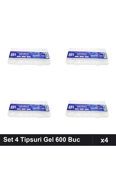global fashion Set 4 Tipsuri Gel 600 Buc Forma Pătrat Îngustat, Manichiura Pr...