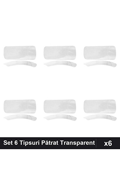 NAİLS Set 6 Tipsuri Unghii Pătrat Transparent, 100 Bucăți pe Tip, Manichiură