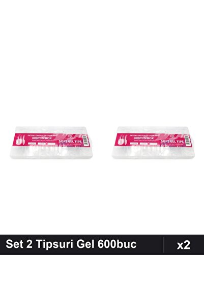 global fashion Set 2 Tipsuri Gel 600buc Forma Migdala Medie, Unghii False Man...