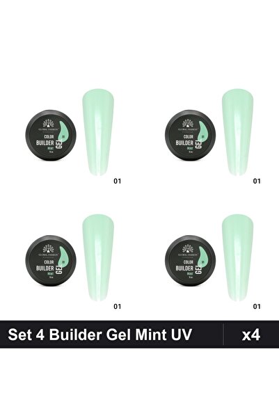 global fashion Set 4 Color Builder Gel UV 15g Nr.01 Mint, Constructie Unghii