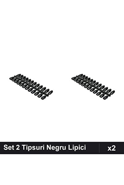 NAİLS Set 2 Tipsuri Unghii Negru cu Lipici, Paletar Complet Manichiură Profes...