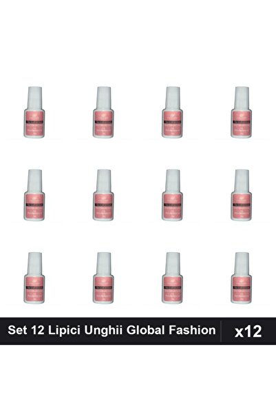 global fashion Set 12 Lipici Unghii 10g cu Pensula, Adeziv Profesional Manich...