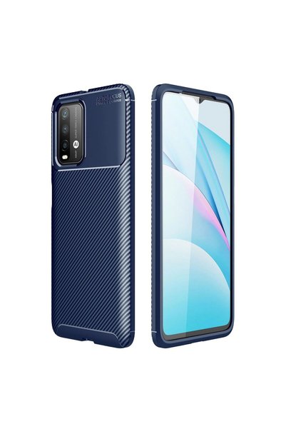 atastore2017 غطاء كربوني للهاتف Redmi 9t مع خاصية التركيز التلقائي - أزرق داكن