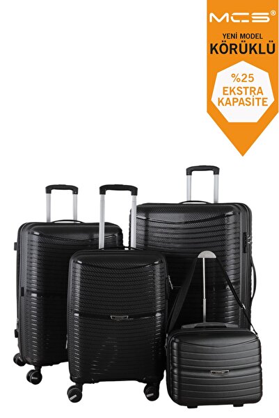 MÇS V379 AURA Y.ÜRETİM PP VALİZ SET + MAKYAJ KEMİK/GRİ SET