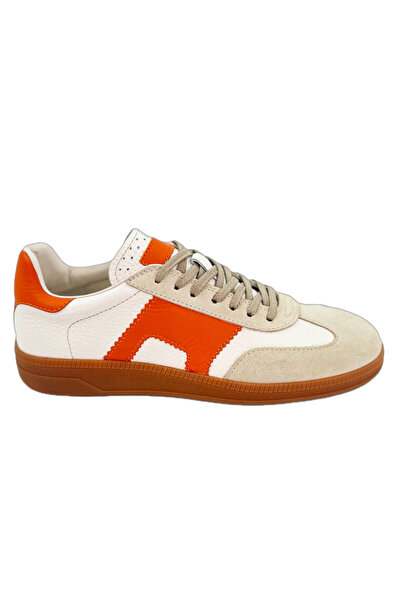 the corleone Kadın Turuncu Beyaz Süet Detaylı Sneaker Günlük Rahat Premium Ay...