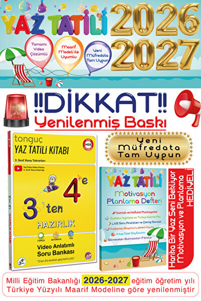 Tonguç Yayınları 3'ten 4'e Yaz Tatili Hazırlık Soru Bankası Kitabı 3ten 4e 3 ...