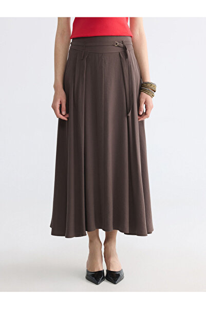 LC Waikiki Özmarka New Season Waistband A-Line Skirt with Belt Pockets Pleated