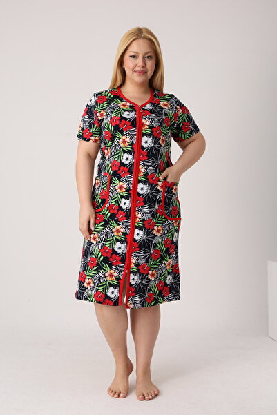 ROMEO LİFE Women's Plus Size 100% Cotton Combed Fabric Zippered Summer Dress ...
