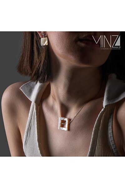 MINZA Athens Women's Necklace, 925 Sterling Silver, Beaded Pendant Necklace, with Shell, Handmade Adjustable Jewelry
