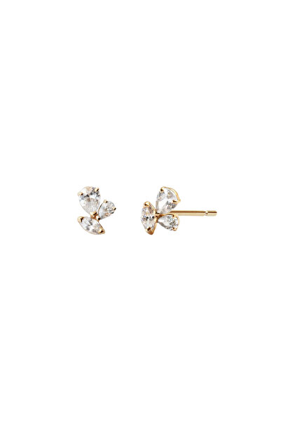 Lisa&Co. Cercei Aur Blossom Aur galben / Zircon / Alb