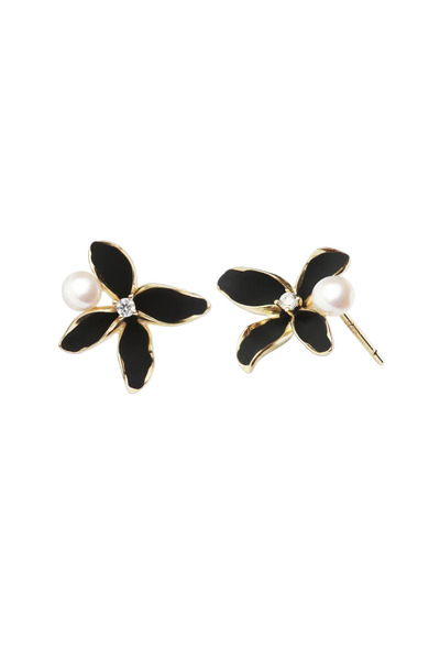 Lisa&Co. Cercei Argint Orchid&Pearl Black Argint placat cu aur galben / Shell...
