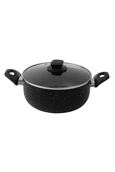 FOXMAG24 Oală de aluminiu de 24 cm cu capac de sticlă termorezistentă, capaci...