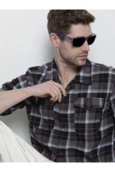 The Indian Garage Co By Styli Men Relaxed Fit Checked Overshirt