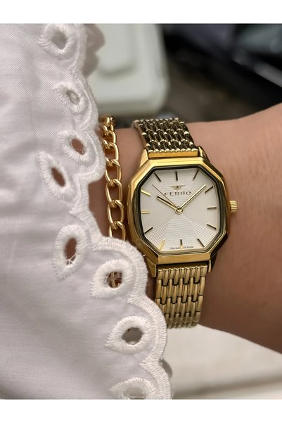 FERRO Yellow Steel Cord Women Wrist Watch Fl21766A-B 3Atm Water Resistant 2 Year Warranty Gift-Packed