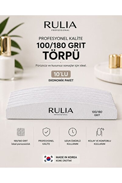 Rulia Professional 100/180 Grit Tırnak Törpüsü – Kore Üretimi 2’li Ekonomik P...