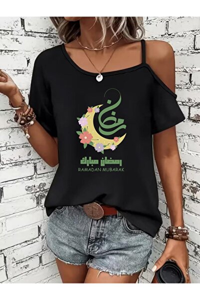 bolivia's One-Shoulder Short-Sleeve T-Shirt, Eid Celebration, Ramadan Printed...