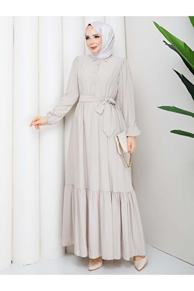 ESLEMNUR Dress || belted || shirt collar || fluffy