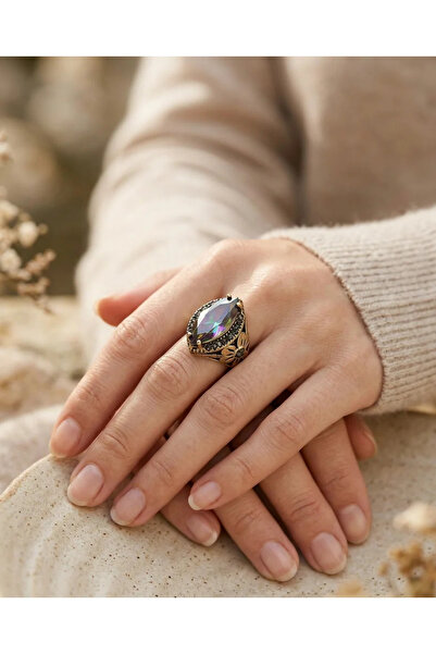 Dorvina Bronze Women's Ring Authentic Copper Jewelry Mystic Topaz Stone Flora...