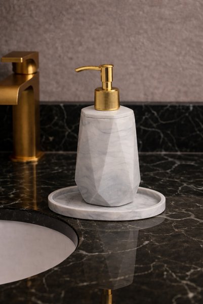 lufen deco Marble Patterned Concrete Bathroom Wc Liquid Soap Dispenser Presentation Tray Detergent Dispenser