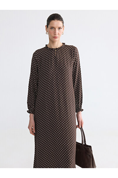 LC Waikiki Nevavm Ruffled Judge Collar Polka Dot Dress with a Difference