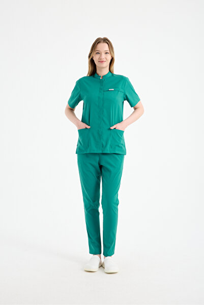CAREX Scrubs Kadın Hakim Yaka Doktor Üniforması Üst Forma – Likralı Medikal G...