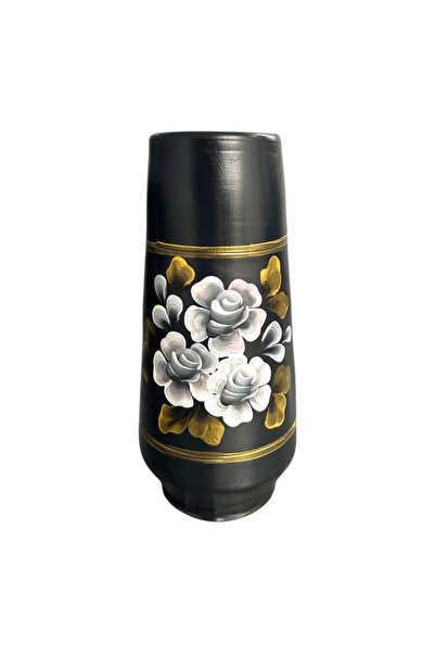 Ceramica Martinescu Vaza ceramica pictata manual – buchet de flori albe, 30 cm